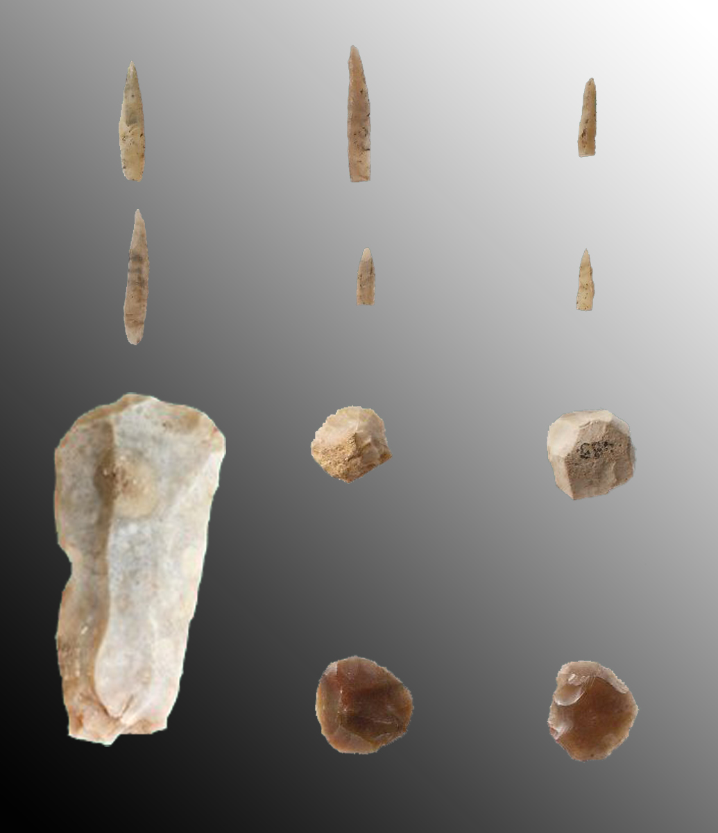Manufatti dell'Uomo - strumenti microlitici su selce - Paleolitico superiore (Romanelliano)